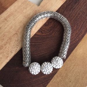 Pave Crystal balls mesh stretch bracelet